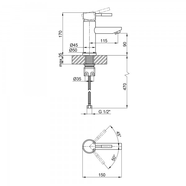 Змішувач для раковини Lidz Aria 01L-BFS Black