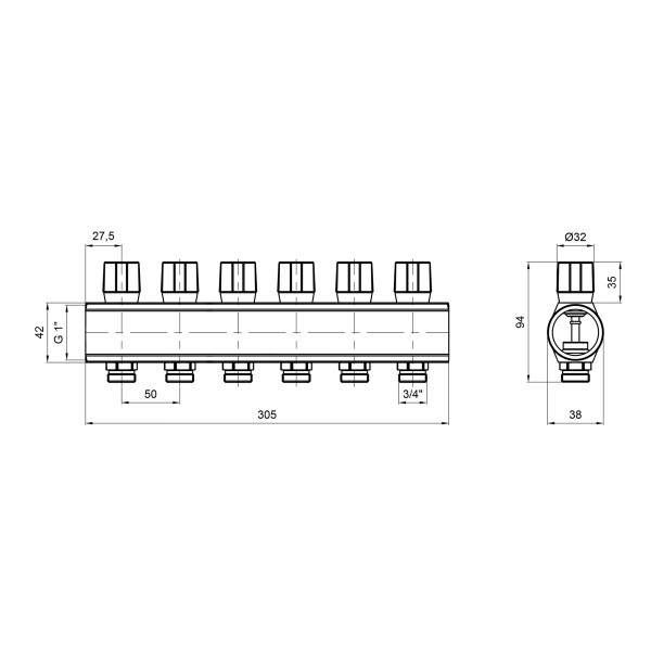 Коллектор Icma с регулировочными вентилями 1