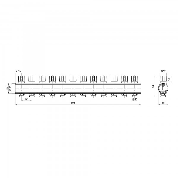 Коллектор Icma с регулировочными вентилями 1