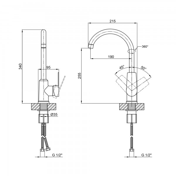 Смеситель для кухни Brinex 35C 20N