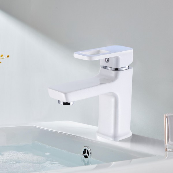 Смеситель для раковины белый Lidz LDWAW001WHI45397