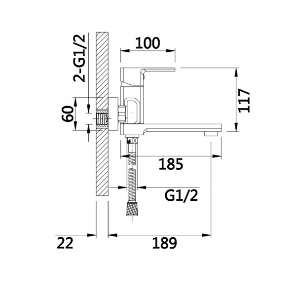Змішувач для ванни з поворотним виливом Lidz LDDOZ0051CRM45404