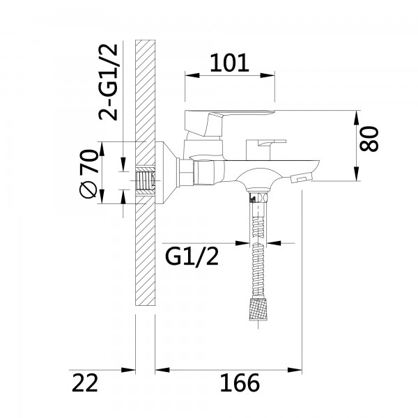 Змішувач для ванни чорний Lidz LDLAT006BLA45419