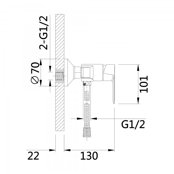 Змішувач для душу чорний Lidz LDLAT010BLA45421