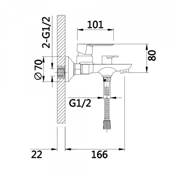 Змішувач для ванної кімнати з душовим гарнітуром білий Lidz LDLAT006WHI45424