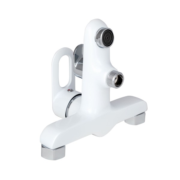 Змішувач для ванної кімнати з душовим гарнітуром білий Lidz LDLAT006WHI45424