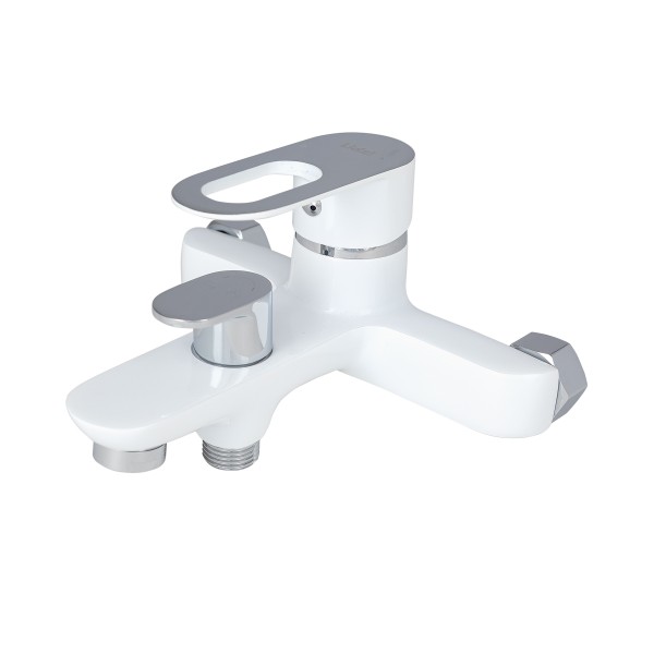 Змішувач для ванної кімнати з душовим гарнітуром білий Lidz LDLAT006WHI45424