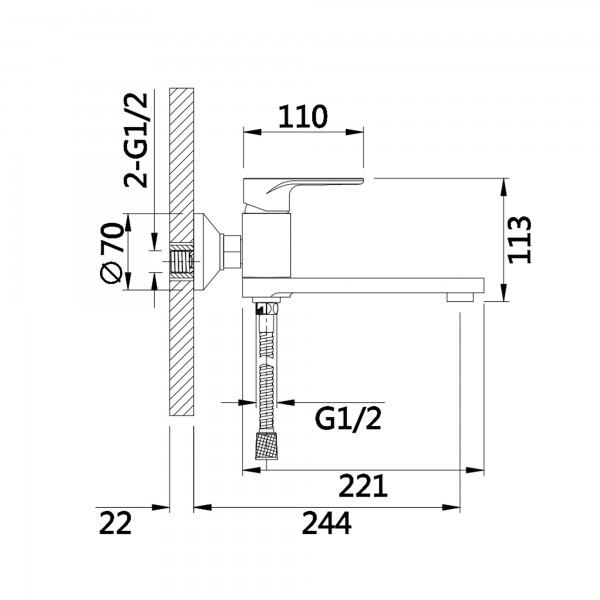 Змішувач для ванни Qtap Jay QTJAY260CRW45554 Chrome/White