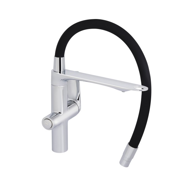 Змішувач для кухні з гнучким виливом із підключенням для питної води Qtap Vlasta New QTVLA364CRM45648 Chrome