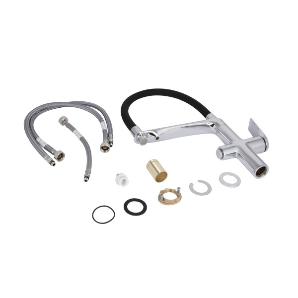 Змішувач для кухні з гнучким виливом із підключенням для питної води Qtap Vlasta New QTVLA364CRM45648 Chrome