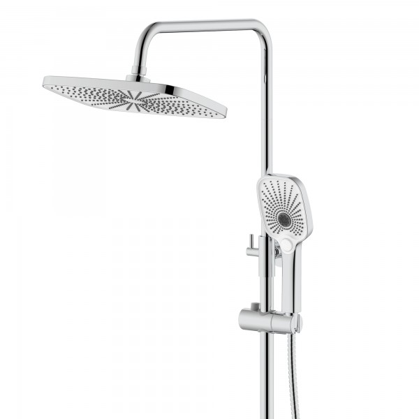 Душова система універсальна Qtap Gemini на три споживачі (з виливом) QTGEM111CRW45687 Chrome/White