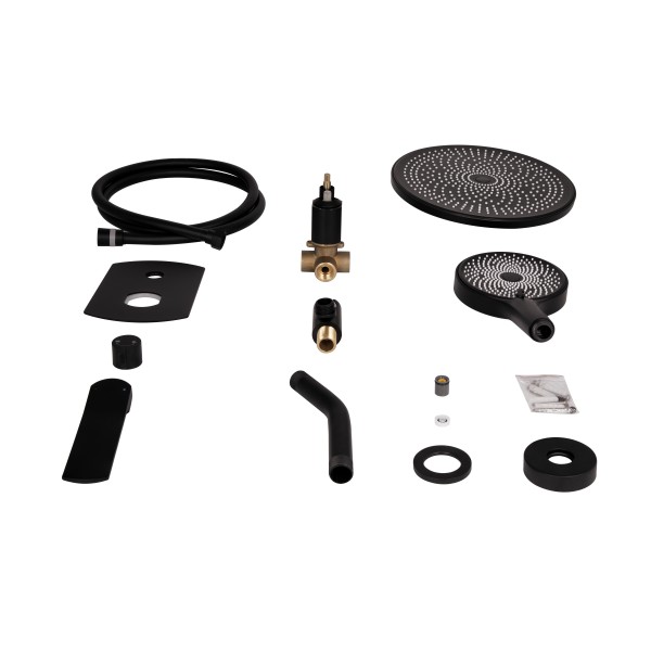 Душева система універсальна Qtap Slavonice прихованого монтажу на два споживачі QTSLA113BLM45900 Black Matt