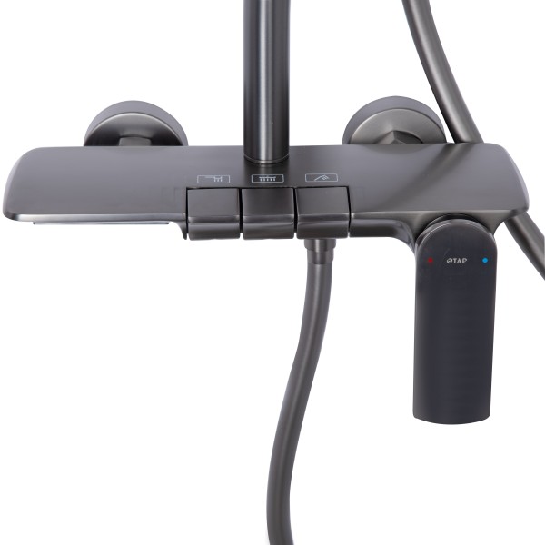 Душевая система универсальная Qtap Slavonice на три потребителя (с изливом) QTSLA111GMB45905 Gunmetal Black PVD