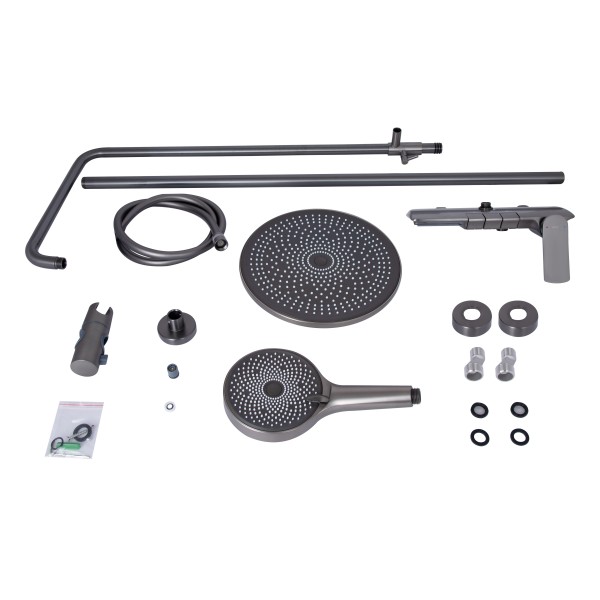 Душевая система универсальная Qtap Slavonice на три потребителя (с изливом) QTSLA111GMB45905 Gunmetal Black PVD