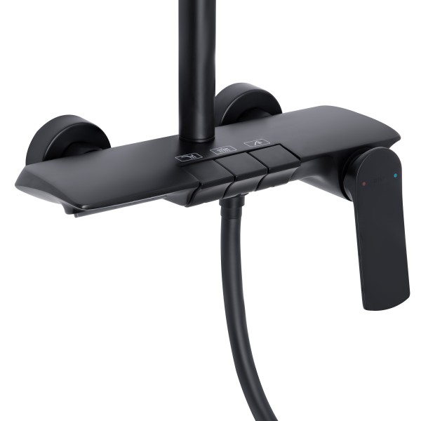 Душова система універсальна Qtap Slavonice на три споживачі (з виливом) QTSLA111BLM45906 Black Matt