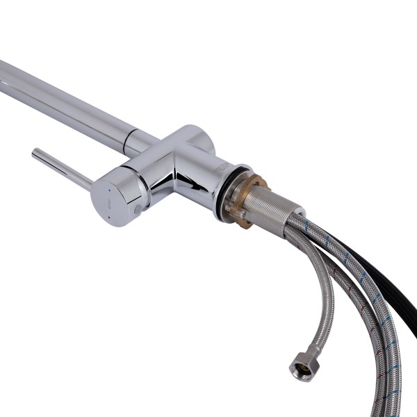 Смеситель для кухни с выдвижным изливом с подключением для питьевой воды Qtap Rozcesti QTROZ366CRM45938 Chrome