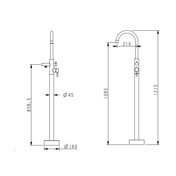 Смеситель для ванны напольный Lidz Aria 004 LDARI004NKS46099 Nickel