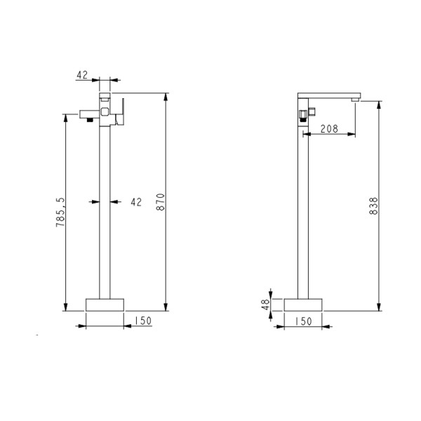 Змішувач для ванни підлоговий Lidz Kubis 004 LDKUB004NKS46101 Nickel