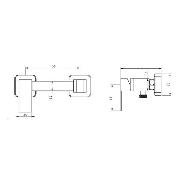 Набір для душу гігієнічного Lidz Kubis 110 Black LDKUB110BLA46104 прямокутний