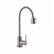 Смеситель для кухни с гибким изливом Brinex Pure 015F41 Nickel BRIPUR015F41NKL