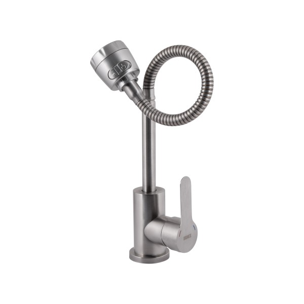 Смеситель для кухни с гибким изливом Brinex Pure 015F41 Nickel BRIPUR015F41NKL