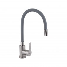 Смеситель для кухни с гибким изливом Brinex Pure 015F3 Nickel/Grey BRIPUR015F3NKG