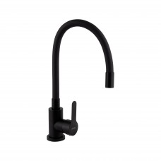 Змішувач для кухні чорний з гнучким виливом Brinex Pure 015F3 Black Matt BRIPUR015F3BLM