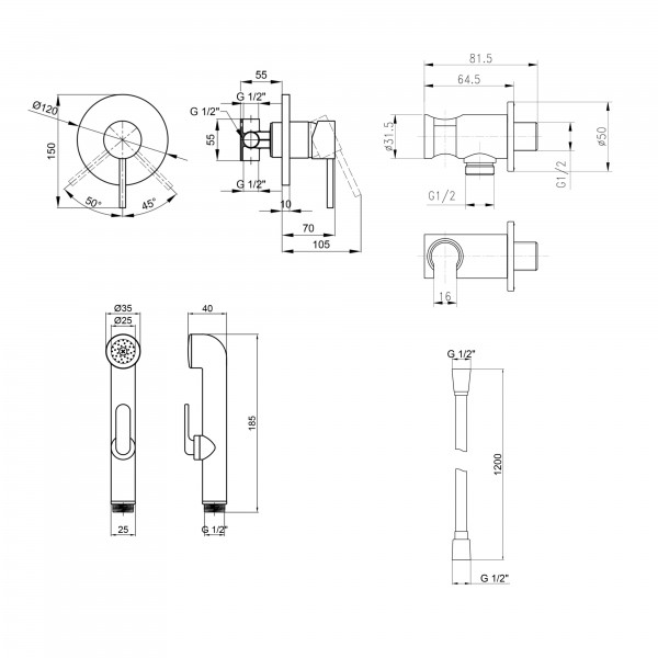 Гігієнічний душ зі змішувачем прихованого монтажу Qtap Spring Chrome QTSPRCRM47384 Гігієнічний душ зі змішувачем прихованого монтажу Qtap Spring Chrome QTSPRCRM47384