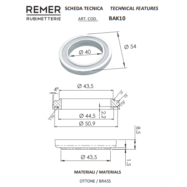 Латунна основа для змішувачів REMER BAK10
