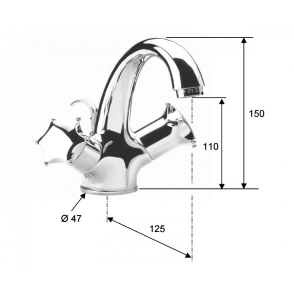 Змішувач для раковини з донним клапаном двоважільний DANIEL MI5112YF89