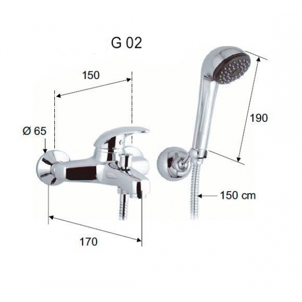 Смеситель для ванны с душем REMER G024