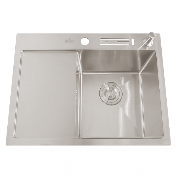 Накладная кухонная мойка с левым крылом Nett NS-6045(L)