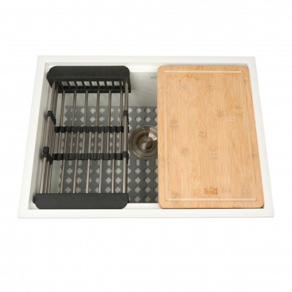 Кухонна мийка біла під стільницю 1.5 мм з нержавіючої сталі Nett NW-5742