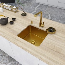 Золотая мойка для кухни из нержавейки 45 см в столешницу Nett NG-4643