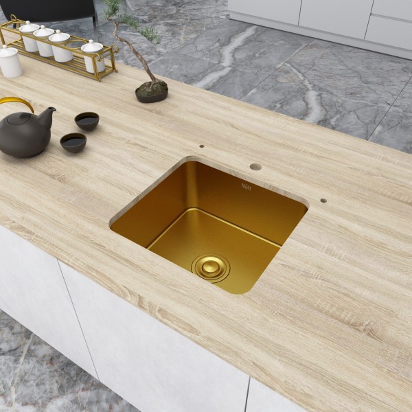 Золота мийка для кухні з нержавійки 45 см в стільницю Nett NG-4643