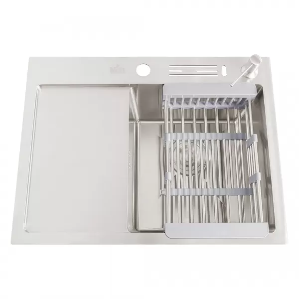 Накладная мойка на кухню нержавеющая с левым крылом 1.5 мм Nett NS-6045(L)