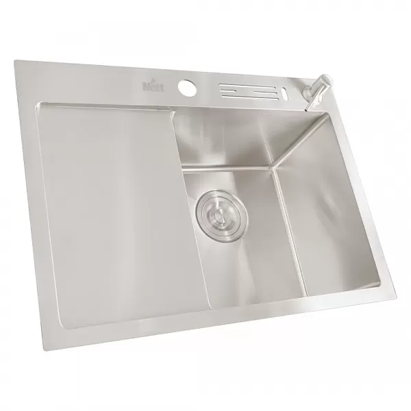 Накладная мойка на кухню нержавеющая с левым крылом 1.5 мм Nett NS-6045(L)