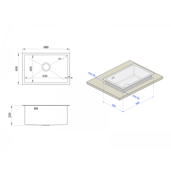 Чорна мийка для кухні з нержавійки з PVD покриттям Nett NB-6845