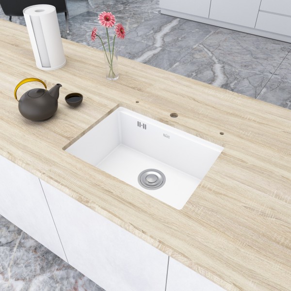 Кухонна мийка біла під стільницю 1 мм з нержавійки Nett NW-5742