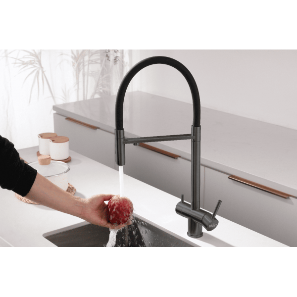 Графитовый смеситель с подключением к фильтрованной воде нержавеющий Nett GFGr-56