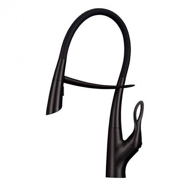 Черный смеситель для кухни с гибким изливом Nett SWB-52