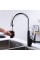 Чорний кухонний змішувач з висувним виливом "Лебідь" Nett SWB-435