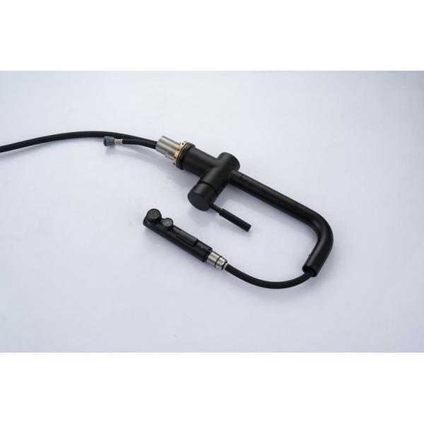 Cмеситель черный для кухни с выдвижным изливом Nett FBL-34