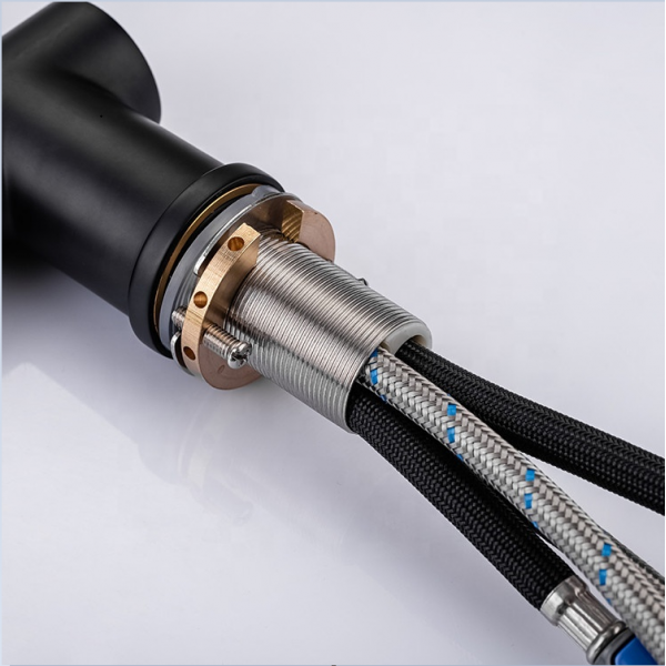 Cмеситель черный для кухни с выдвижным изливом Nett FBL-34