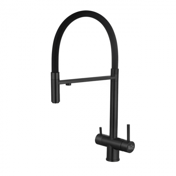 Чорний змішувач з підключенням до фільтрованої води нержавіючий Nett GFВ-56