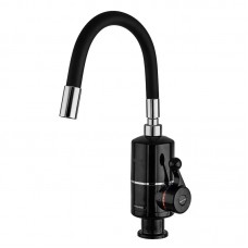 Проточний водонагрівач для кухні чорний з гнучким виливом 3,3 кВт Zerix ELW06-EF Black (ZX5033)