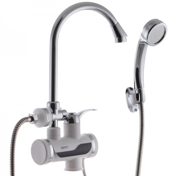 Проточный водонагреватель для ванны с душем настенный 3,6 кВт с индикатором температуры ZERIX ELW08-E (ZX0454)