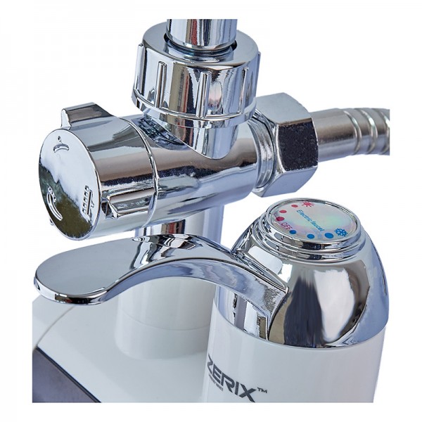 Водонагреватель проточный для ванны с душем 3 кВт с индикатором температуры и УЗО Zerix ELW22-EW (ZX4934)