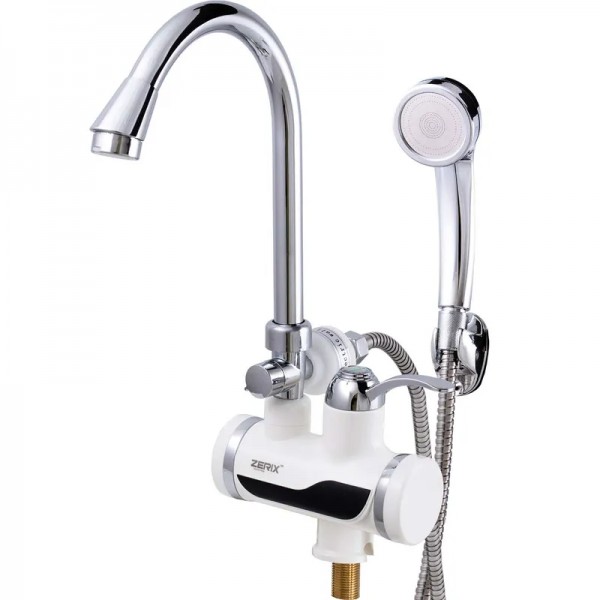 Проточный водонагреватель для ванны с душем настенный 3,6 кВт с индикатором температуры ZERIX ELW08-E (ZX0454)