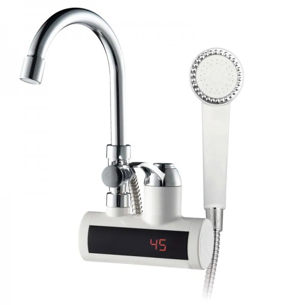 Водонагреватель проточный для ванны с душем 3 кВт с индикатором температуры и УЗО Zerix ELW22-EW (ZX4934)